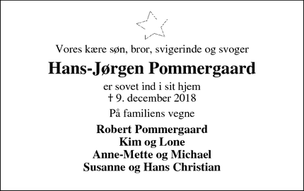 Dødsannoncen for Hans-Jørgen Pommergaard - Vordingborg