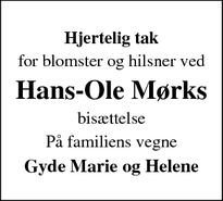 Taksigelsen for Hans-Ole M&oslash;rk - Aabenraa