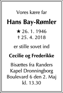 Dødsannoncen for Hans
Bay-Rømler - Randers