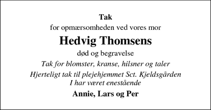 Taksigelsen for Hedvig Thomsens - ingen