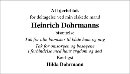 Taksigelsen for Heinrich Dohrmanns - Sydals
