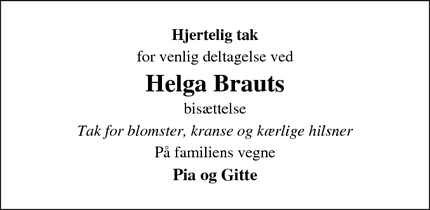 Taksigelsen for Helga Braut - Jægerspris