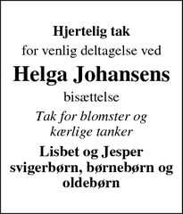 Taksigelsen for Helga Johansens - Nykøbing Mors