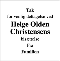 Taksigelsen for Helge Olden Christensens - Vordingborg