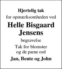 Taksigelsen for Helle Bisgaard Jensens - Svendborg 