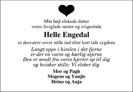 Dødsannoncen for Helle Engedal - Silkeborg