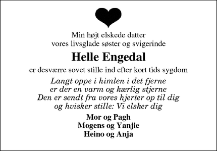 Dødsannoncen for Helle Engedal - Silkeborg