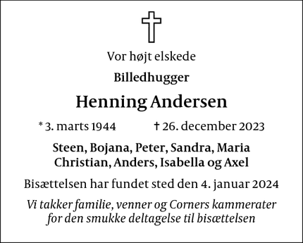 Dødsannoncen for Henning Andersen - Havdrup