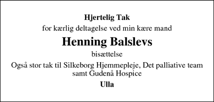 Taksigelsen for Henning Balslevs - Silkeborg, Danmark