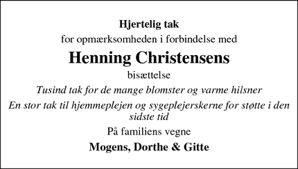 Taksigelsen for Henning Christensens - Bjerringbro
