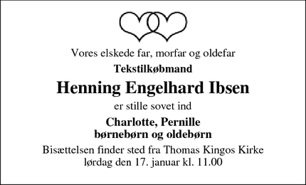 Dødsannoncen for Henning Engelhard Ibsen - odense