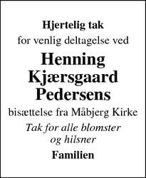 Taksigelsen for Henning Kjærsgaard Pedersens - Holstebro