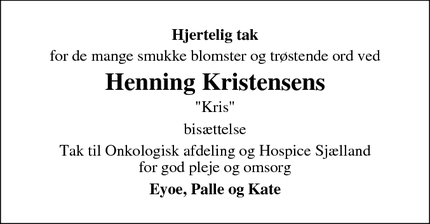 Taksigelsen for Henning Kristensens - Roskilde