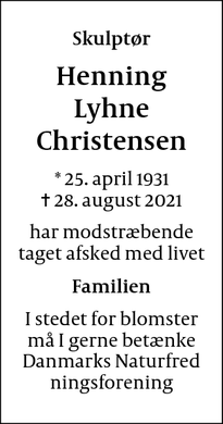 Dødsannoncen for Henning Lyhne Christensen - Smørum