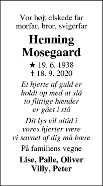 Dødsannoncen for Henning Mosegaard - Vejle