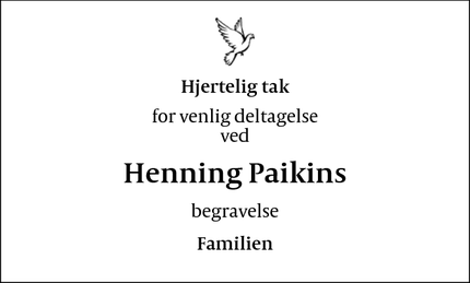 Taksigelsen for Henning Paikins - København