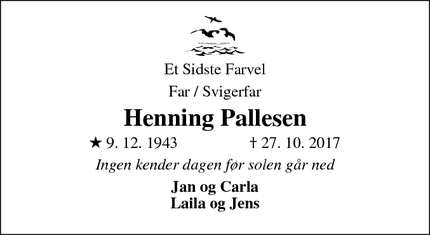 Dødsannoncen for Henning Pallesen - Silkeborg