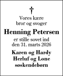 Dødsannoncen for Henning Petersen - Videbaek
