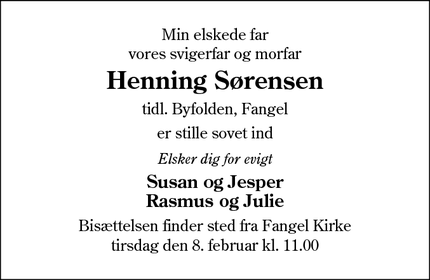 Dødsannoncen for Henning Sørensen - Kolding