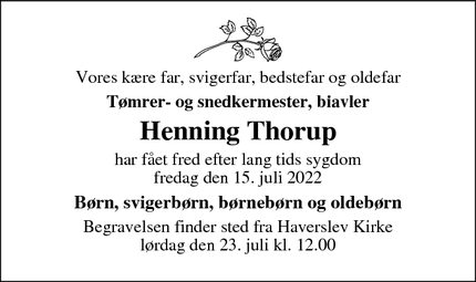 Dødsannoncen for Henning Thorup - Haverslev