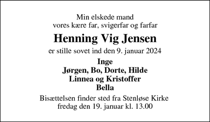 Dødsannoncen for Henning Vig Jensen - Odense