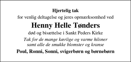 Taksigelsen for Henny Helle Tønders - Kolding