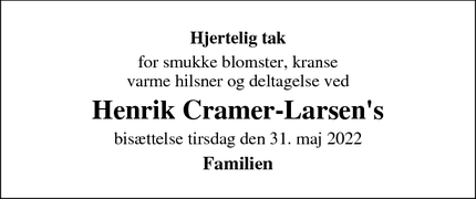 Taksigelsen for Henrik Cramer-Larsen's - Næstved