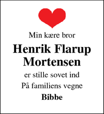 Dødsannoncen for Henrik Flarup
Mortensen - Viborg