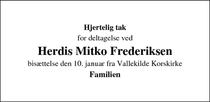 Taksigelsen for Herdis Mitko Frederiksen - Hørve