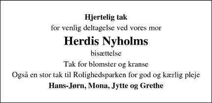 Taksigelsen for Herdis Nyholms - Ikast