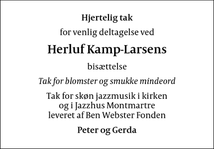 Taksigelsen for Herluf Kamp-Larsens - København