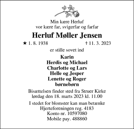 Dødsannoncen for Herluf Møller Jensen - Herning