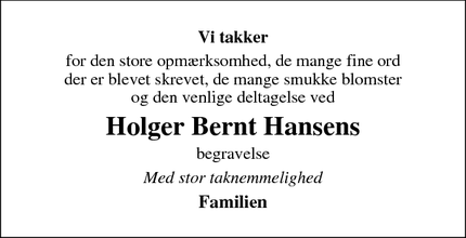 Taksigelsen for Holger Bernt Hansen - Birkerød