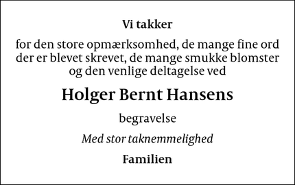 Taksigelsen for Holger Bernt Hansen - Birkerød