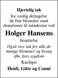Taksigelsen for Holger Hansens - Viborg