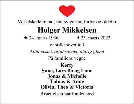 Dødsannoncen for Holger Mikkelsen - Randers SV