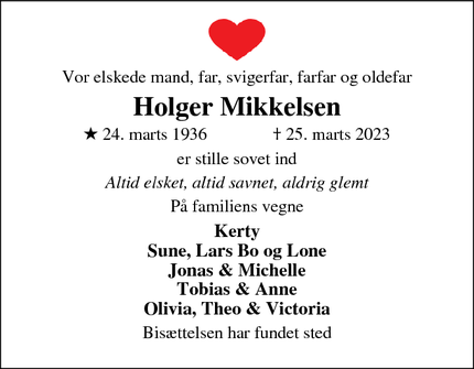 Dødsannoncen for Holger Mikkelsen - Randers SV