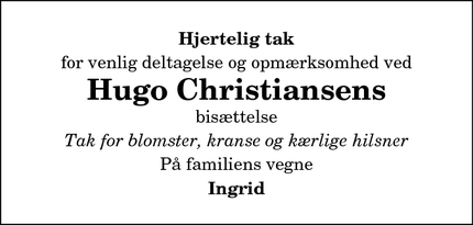 Taksigelsen for Hugo Christiansen - Tversted