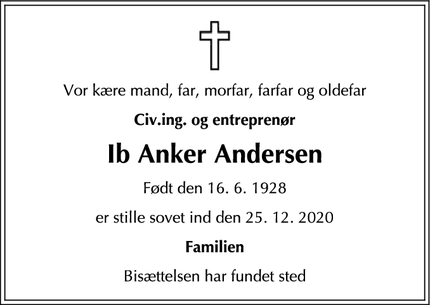 Dødsannoncen for Ib Anker Andersen - Hørby, Tuse Næs