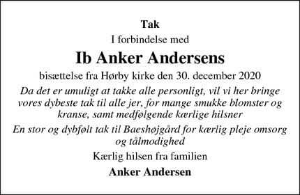 Taksigelsen for Ib Anker Andersens - Vig