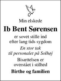 Dødsannoncen for Ib Bent Sørensen - Mern
