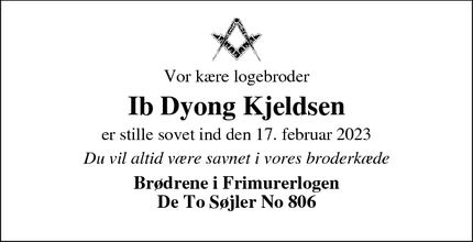 Dødsannoncen for Ib Dyong Kjeldsen - VEJLE