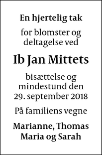 Taksigelsen for Ib Jan Mittets - Birkerød 