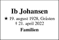 Dødsannoncen for Ib Johansen - Tårnby