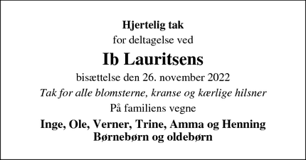 Taksigelsen for Ib Lauritsen - Tørring