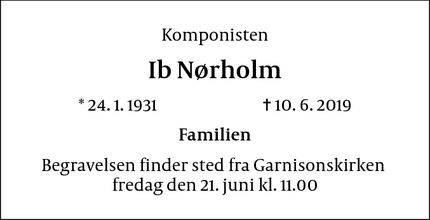 Dødsannoncen for Ib Nørholm - Hellerup
