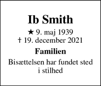 Dødsannoncen for Ib Smith - Stenlille