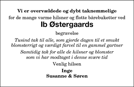 Taksigelsen for Ib Østergaards - Grænge, Nykøbing F