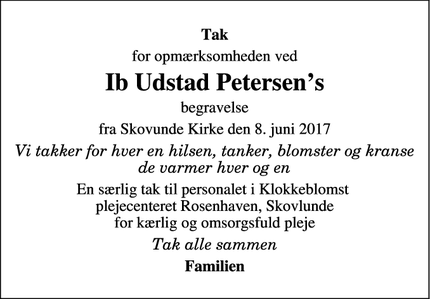 Taksigelsen for Ib Udstad Petersen’s - Skovlunde