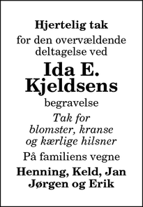 Taksigelsen for Ida E.
Kjeldsen - Villerslev